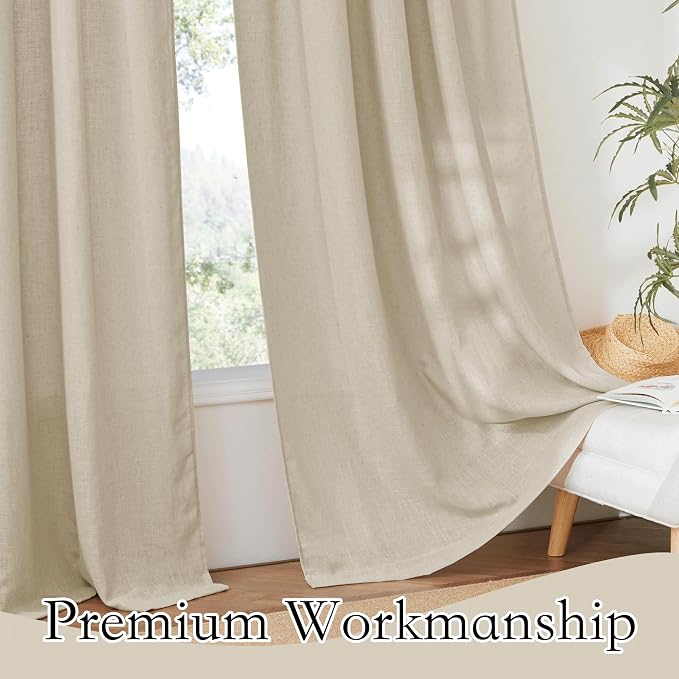 RYB HOME Sheer Curtains 102 inches, Extra Long Floor to Ceiling Curtains | Half - Image 5