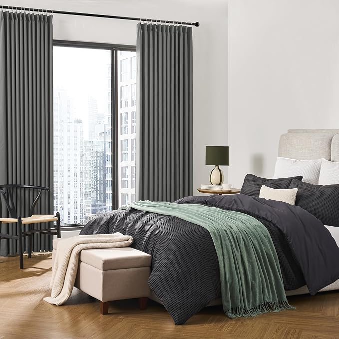 100 Inch Pinch Pleat Curtains & Drapes 2 Panels Set, Privacy Darkening Sound - Image 4