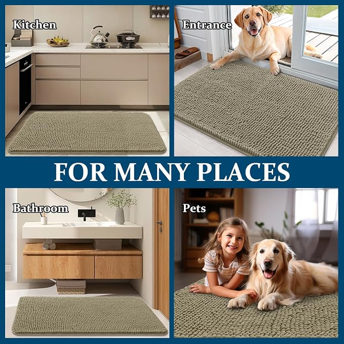 OLANLY Dog Door Mat for Muddy Paws 70x35, Super Absorbent Chenille Mud Mat | - Image 8