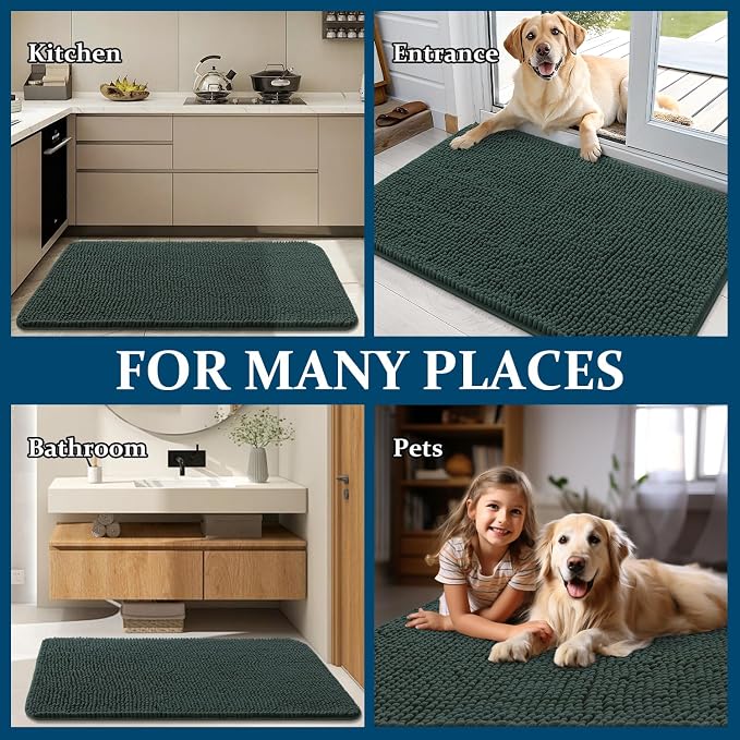 OLANLY Dog Door Mat for Muddy Paws 44x24, Super Absorbent Chenille Mud Mat | - Image 8