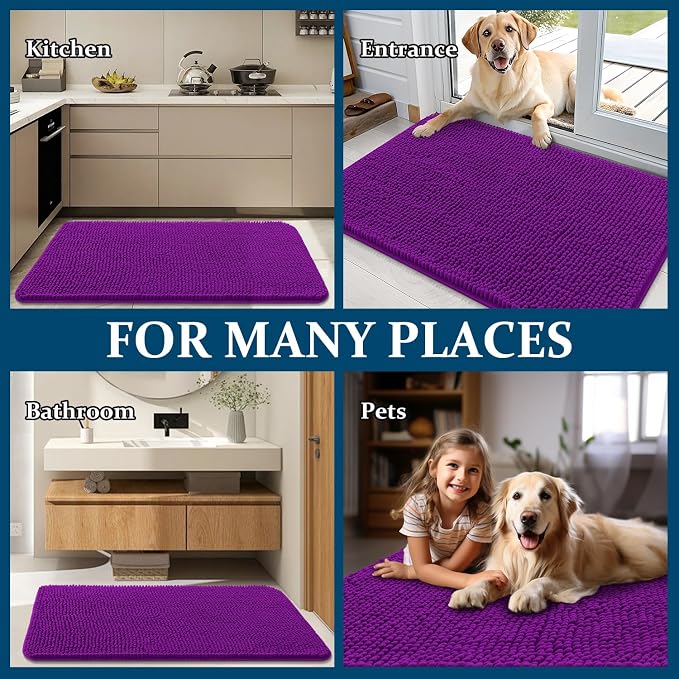 OLANLY Dog Door Mat for Muddy Paws 34x21, Super Absorbent Chenille Mud Mat | - Image 8