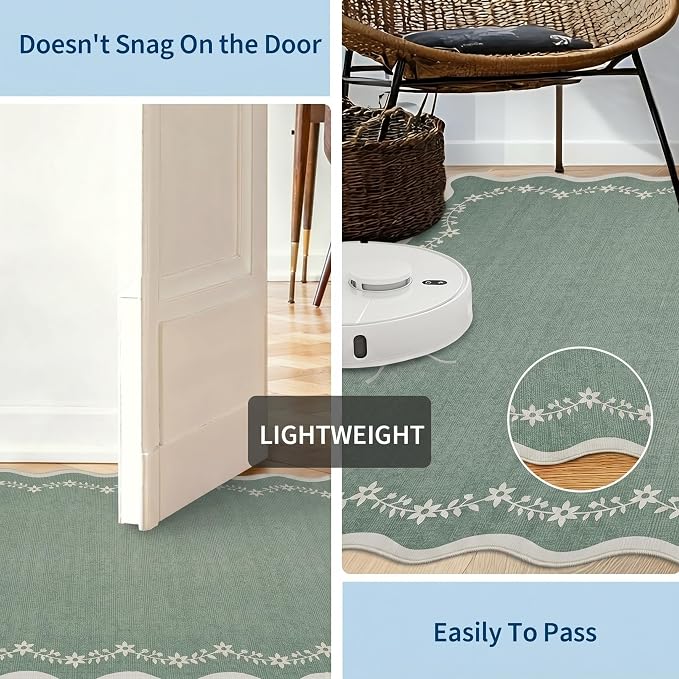 GarveeHome 2.5x10 Scalloped Washable Runner Rug Long Hallway Kitchen Rug | Soft - Image 6
