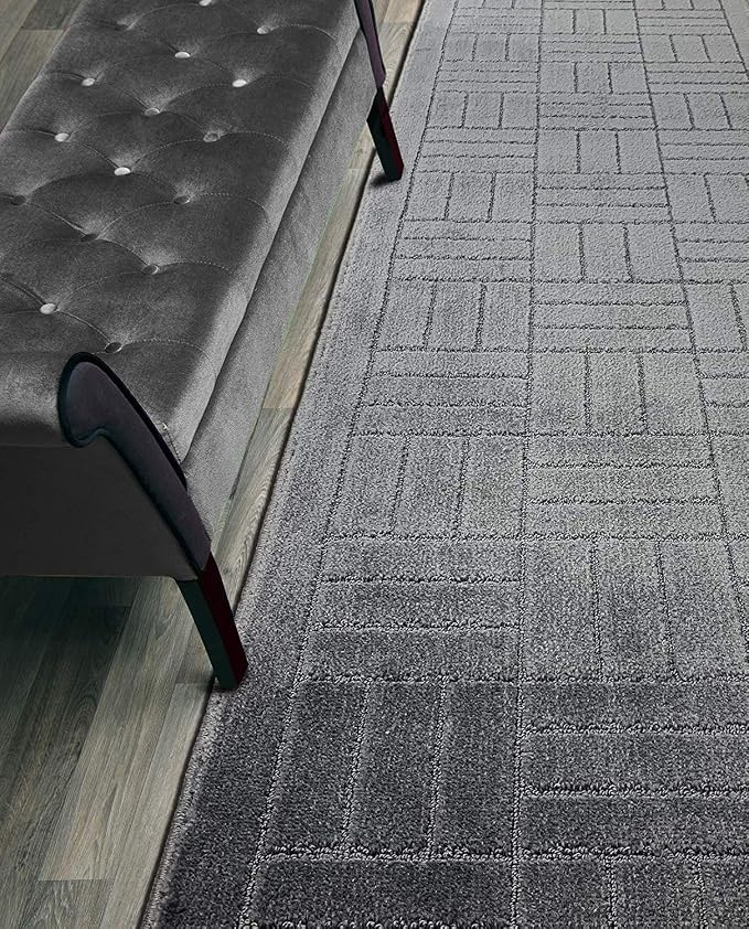 10 Ft Charcoal Hallway Runner Rug Non Slip Washable, Kitchen Entryway | Custom by ORFAHOME