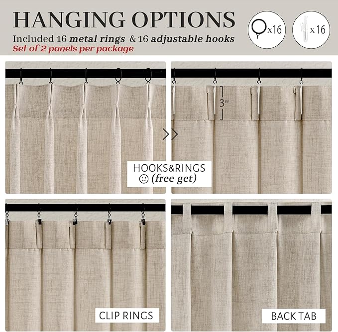 Large Window Natural Linen Curtains 108 Inches Long - Image 4