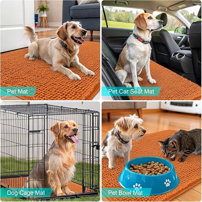 OLANLY Dog Door Mat for Muddy Paws 50x30, Super Absorbent Chenille Mud Mat | - Image 7