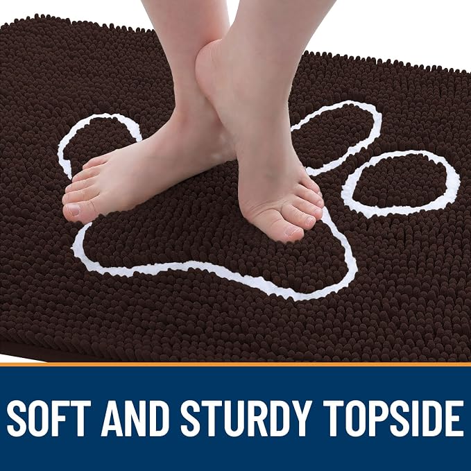 OLANLY Dog Door Mat for Muddy Paws 70x46, Paw Print Design Chenille Mud Mat | - Image 4
