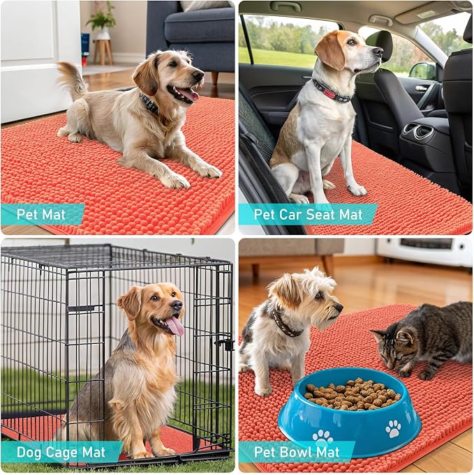 OLANLY Dog Door Mat for Muddy Paws 45x27, Super Absorbent Chenille Mud Mat | - Image 7