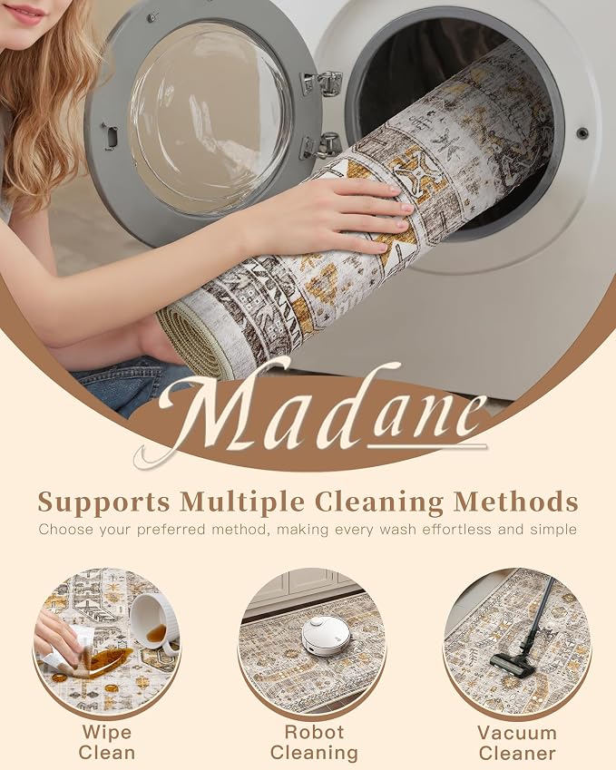Madane Area Rug 4x6 Washable Rugs Vintage - Image 8