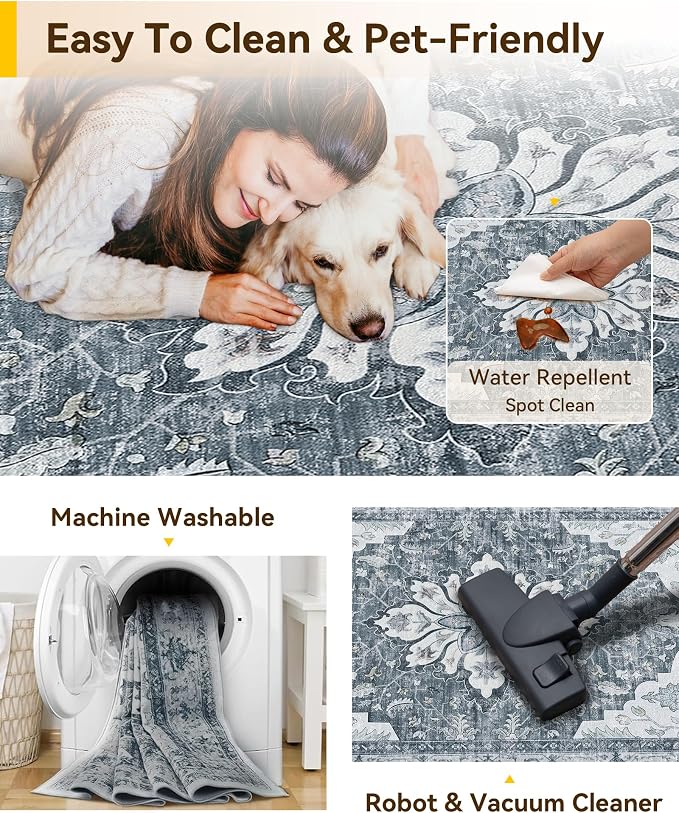 RELEANY Washable Area Rug, Small 2'6"x4', Water Repellent, Pet Friendly - Image 4