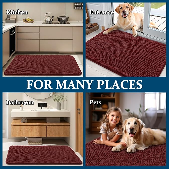 OLANLY Dog Door Mat for Muddy Paws 34x21, Super Absorbent Chenille Mud Mat | - Image 8