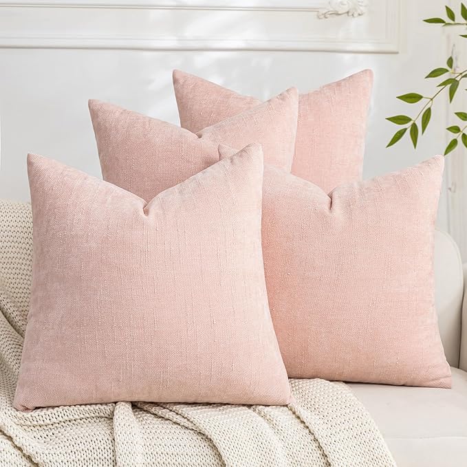 Set of 4 Soft Textured Decorative Throw Pillow Covers 18x18 Inch Cozy Farmhouse by Cozoomy