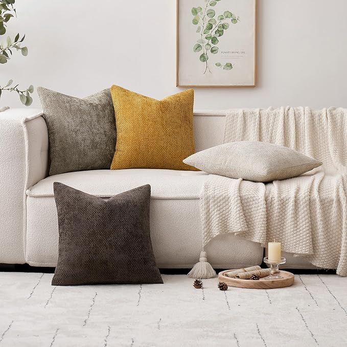 MIULEE Decorative Gold Euro Sham Throw Pillow Covers 24x24 Inch 2 Pack | - Image 2
