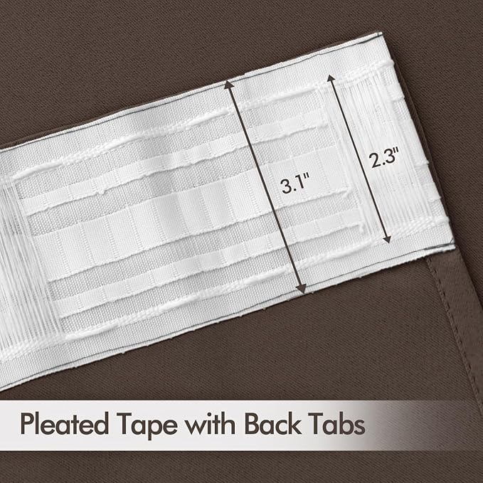 MIULEE Chocolate Brown Back Tab Blackout Curtains 52"x84" Long 2 Panels Set | - Image 4