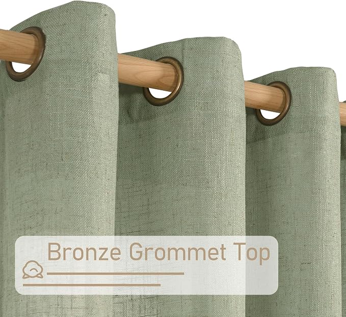 Sage Green Linen Sheer Curtains 84 inch - Image 2
