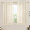 Semi Sheer Linen Curtains 54 Inch Length 2 Panels, 52 x 54 Inch | Beige by LAMIT