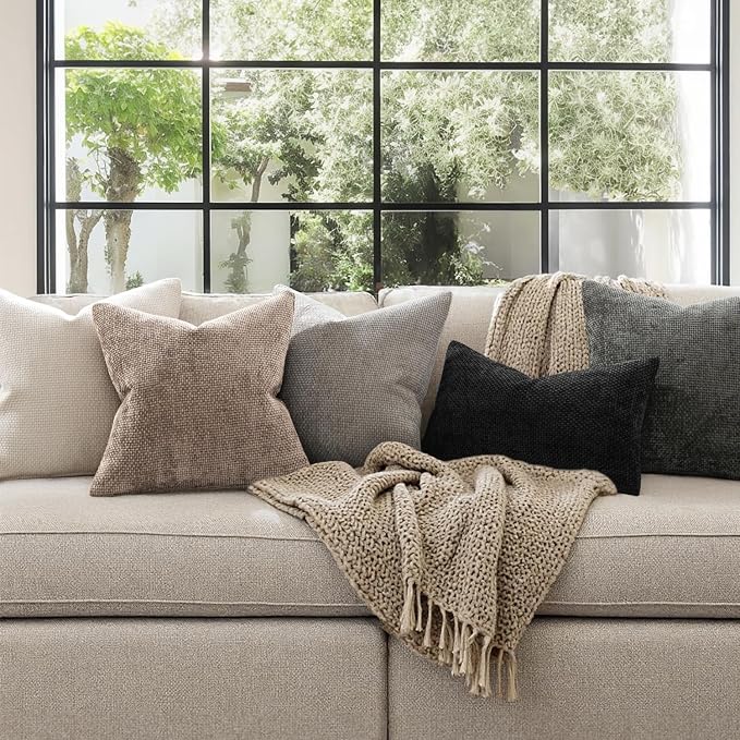 MIULEE Decorative Light Khaki Euro Sham Pillow Covers 24x24 Inch 2 Pack | - Image 3