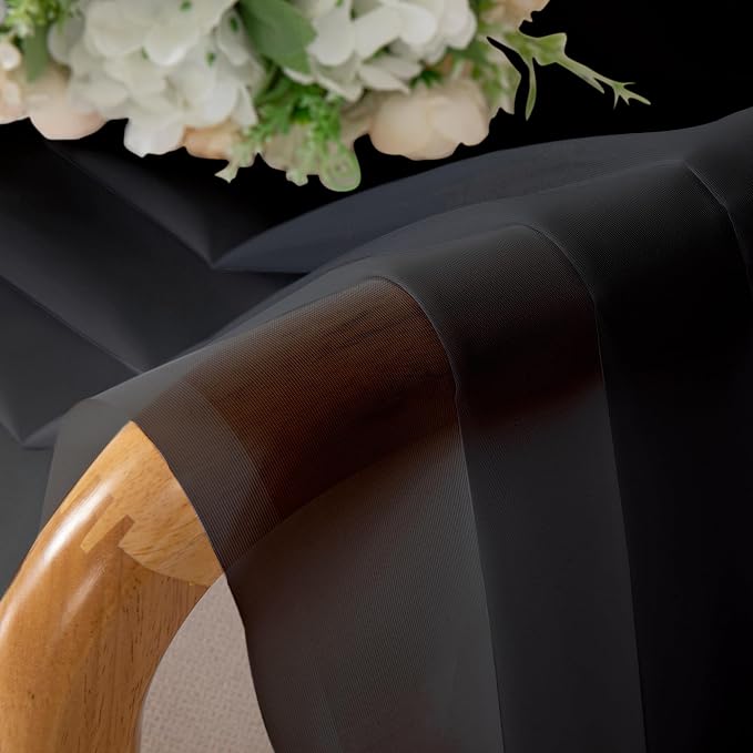 Black Sheer Curtains 84 Inches Long 2 Panels, Solid Voile Light Filtering Airy - Image 6