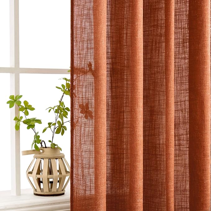 MIULEE Rust Fall Curtains 52x84 Inch 2 Panels - Image 5