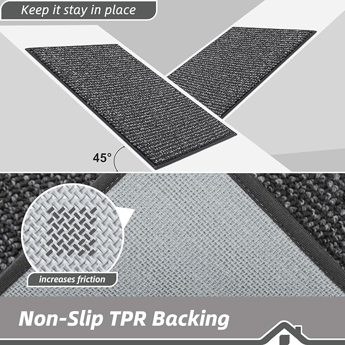 BEQHAUSE Kitchen Rugs and Mats 2PCS Non-Slip, Charcoal | Kitchen Mats - Image 4