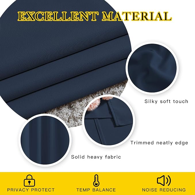 NICETOWN Navy Blue Blackout Curtains & Drapes - Image 4
