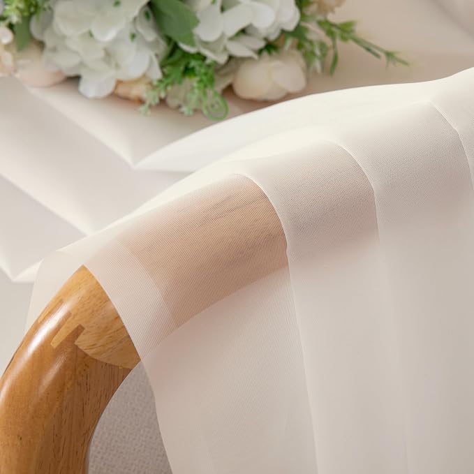 Cream Sheer Curtains 84 Inches Long 2 Panels - Image 4