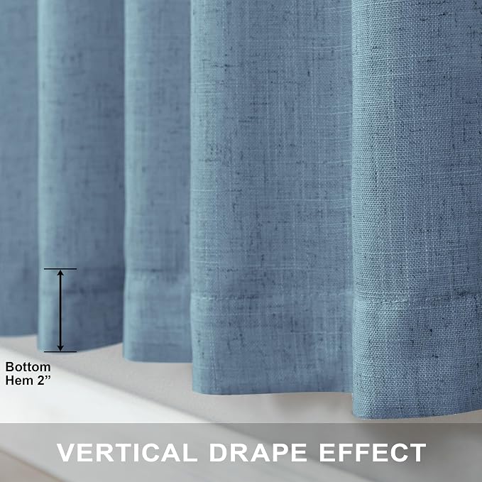 Blue Curtains 108 Inches Long For Living Room Dining 2 Panels Set Back Tab - Image 5