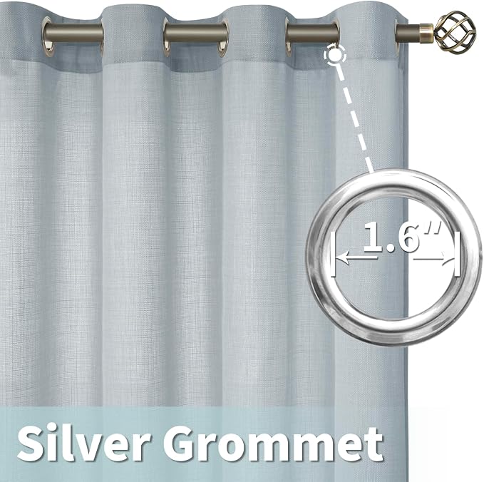 Haze Blue Linen Curtains 84 Inch Length - Image 4