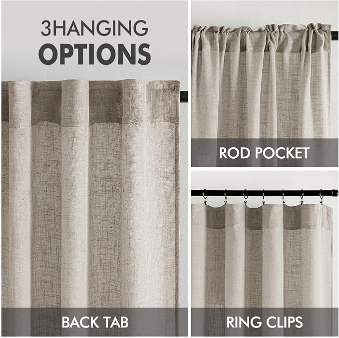 MIULEE Burlywood Birch Curtains 52x84 Inch Long 2 Panels - Image 3