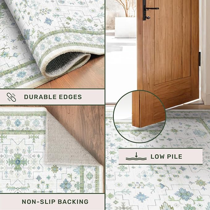 Washable Oushak Bathroom Runner Rug 2x5 - Image 5