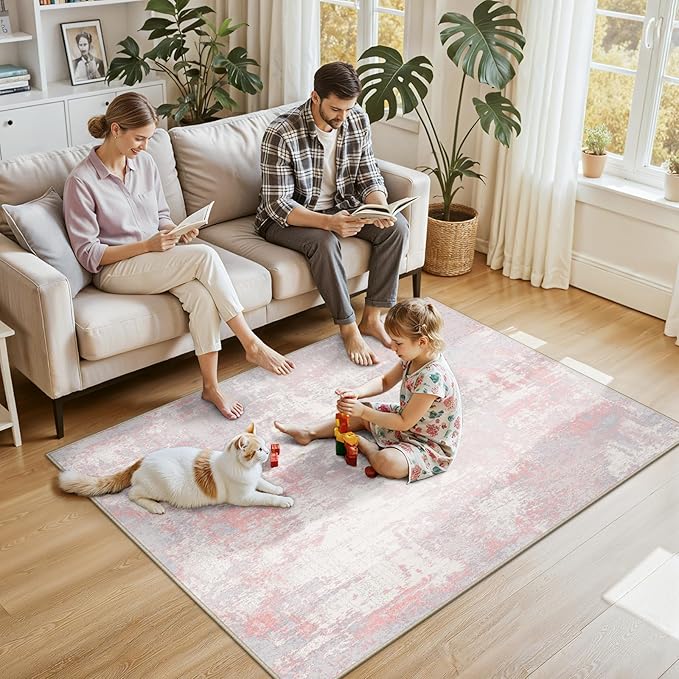 RELEANY Washable 4'x6' Abstract Area Rug - Image 2