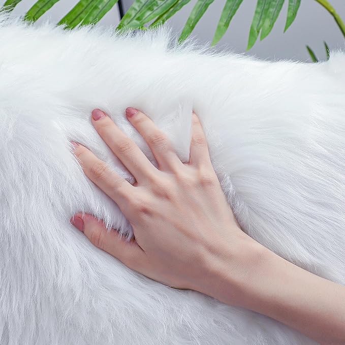 linmopm Faux Fur Sheepskin Rug, 3x4 ft | Shag Fluffy Fuzzy, High-Density Cushion - Image 4