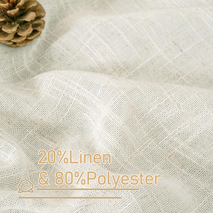 Cream Linen Curtains 84 Inch Length 2 Panels - Image 3