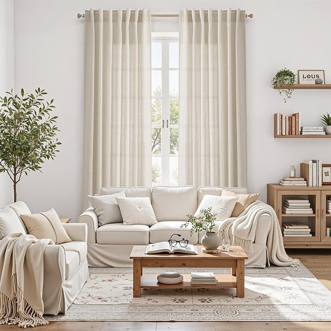 Living Room Curtains 72 Inch Length Linen Boho Luxury Light Filtering Semi - Image 6