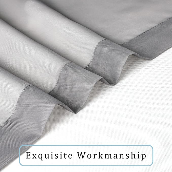 Sheer Curtains Grey 45 Inches Long, Light Filtering Tiers - Image 4