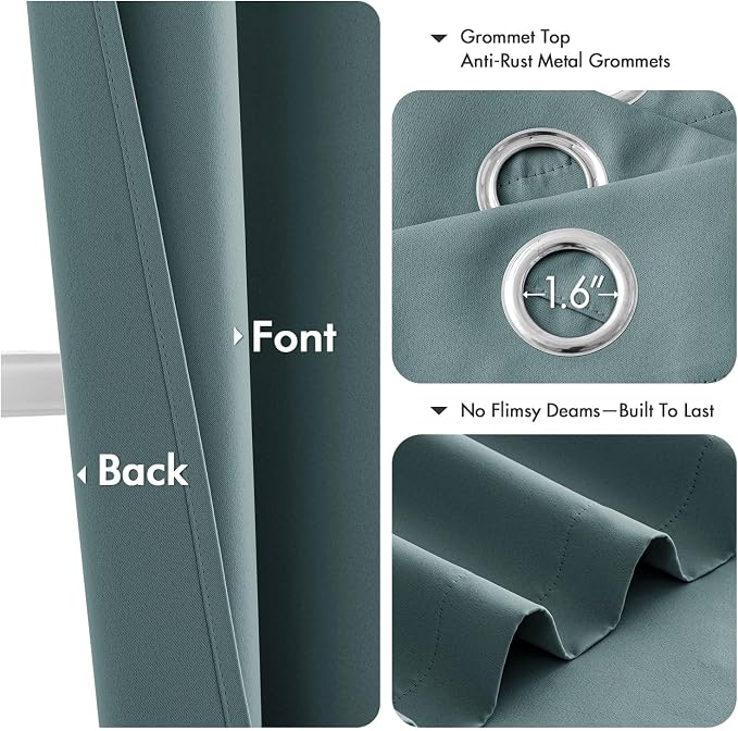 MIULEE Blackout Curtains for Bedroom 2 Panels 40 x 72 Inch Long Dusty Blue | - Image 4