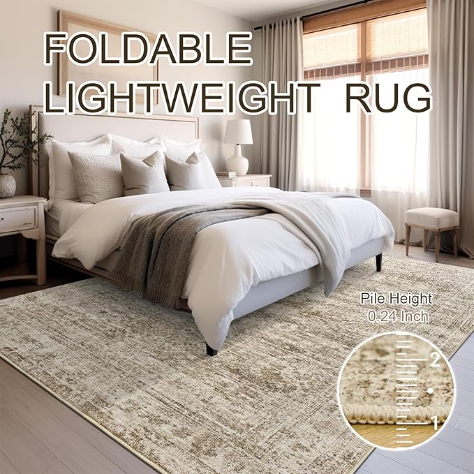 Soalmost Washable Area Rug 8x10 Large Soft Brown Rugs - Image 6