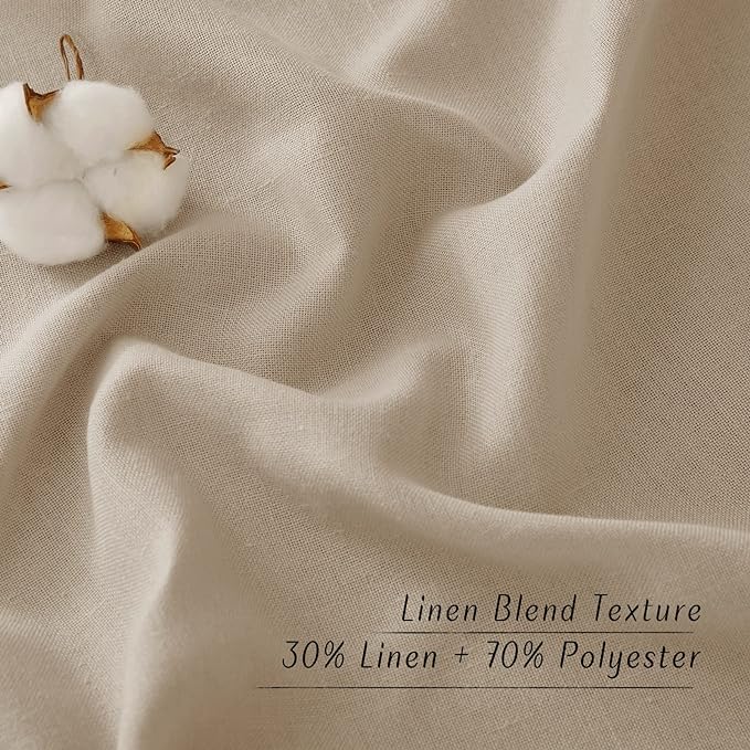 NICETOWN Flax Linen Taupe Window Curtains 63 inches Long, Grommet Linen Blend - Image 4