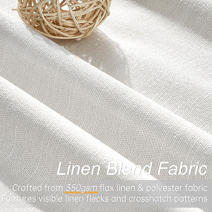 White Linen Blackout 92 Inch Curtains 2 Panels - Image 2