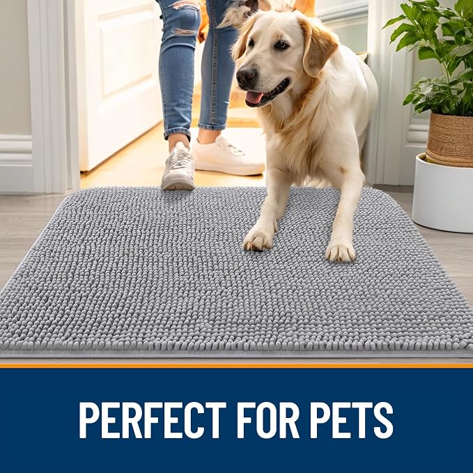 OLANLY Dog Door Mat for Muddy Paws 30x20, Super Absorbent Chenille Mud Mat | - Image 6