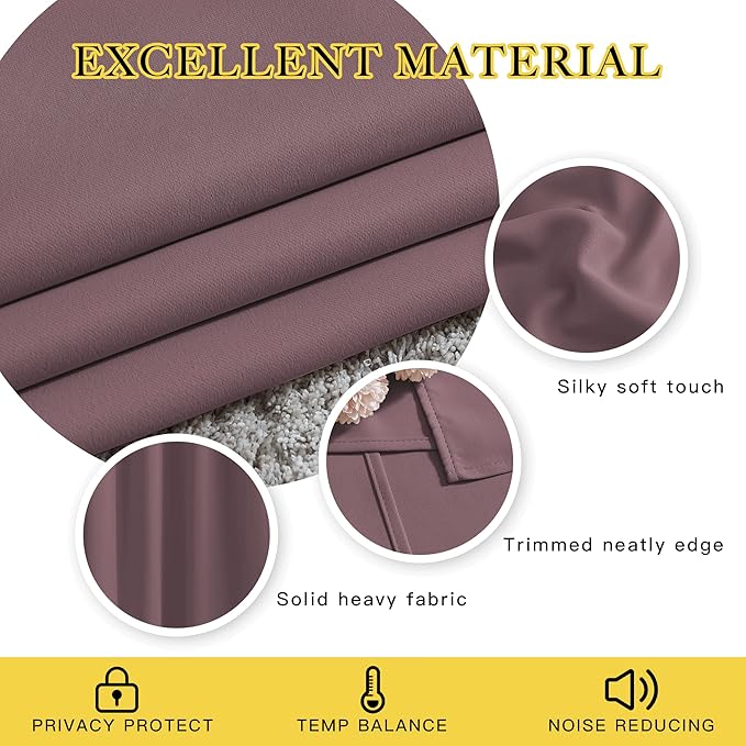 NICETOWN Dry Rose Blackout Short Curtains - Image 4