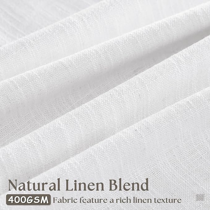Snow White Pinch Pleated Linen Curtains 92 Inches Long 2 Panels | - Image 3