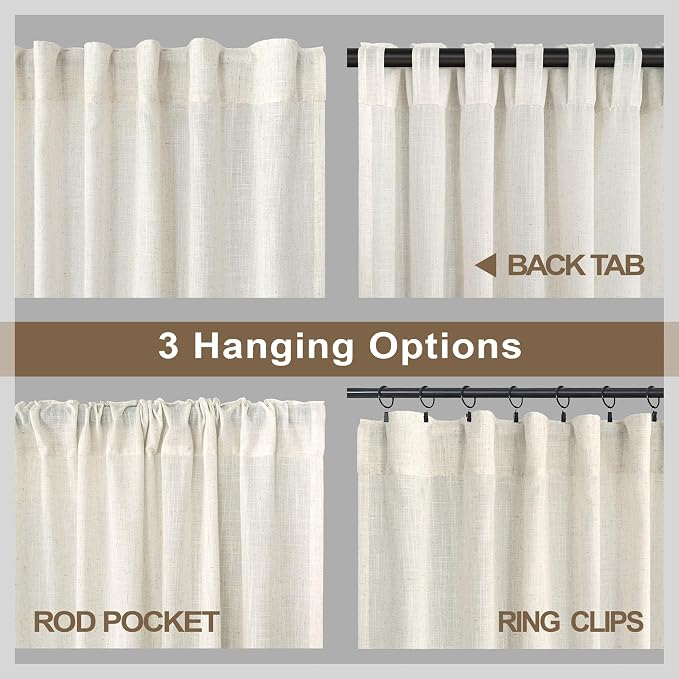 Pitalk Cream Curtains 80 Inch Length - Image 5