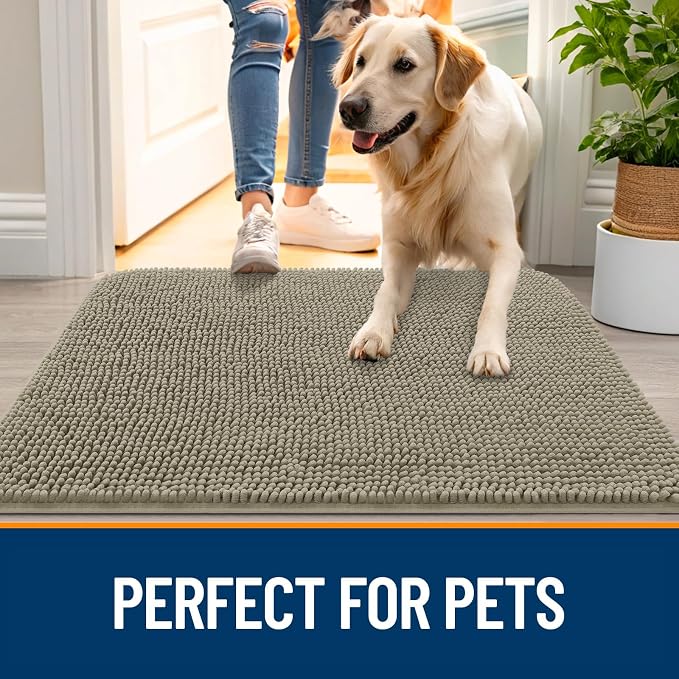 OLANLY Dog Door Mat for Muddy Paws 24x16, Super Absorbent Chenille Mud Mat | - Image 6