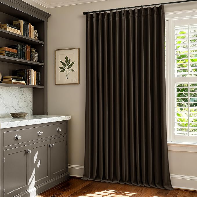 Pleat Chocolate Brown Curtains 108 Inches Long 2 Panels Set - Image 6