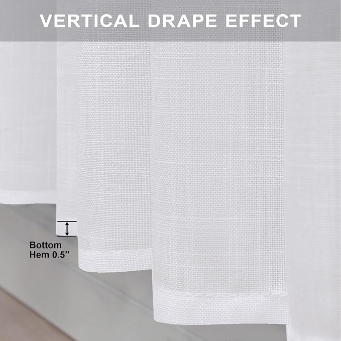 White Extra Long Curtains 9 FT for Living Room 2 Panel Sets Rod Pocket Back Tab - Image 8