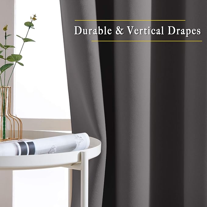 NICETOWN Grey Blackout Curtains 63 inch Length - Image 3