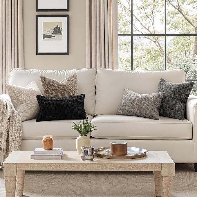 MIULEE Decorative Couch Throw Pillow Covers 16x16 Inch Neutral Beige 2 Pack | - Image 2