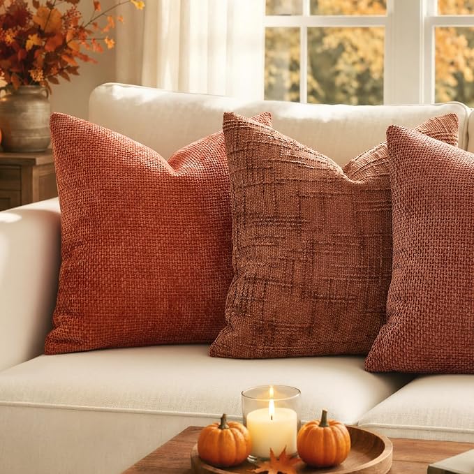 MIULEE Fall Decorative Couch Throw Pillow Covers 20x20 Burnt Orange 2 Pack | - Image 4