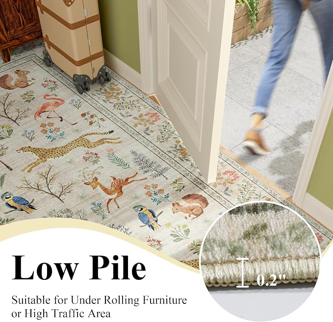 DUKINO 3x5 Rug, Washable Animal Area Rug - Image 8
