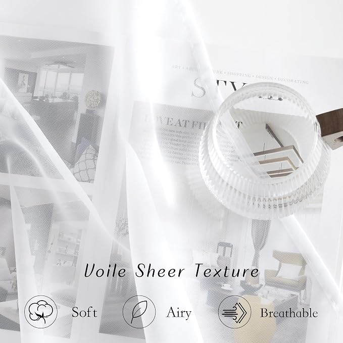 NICETOWN Voile White Sheer Curtains 84 inches Long - Image 4